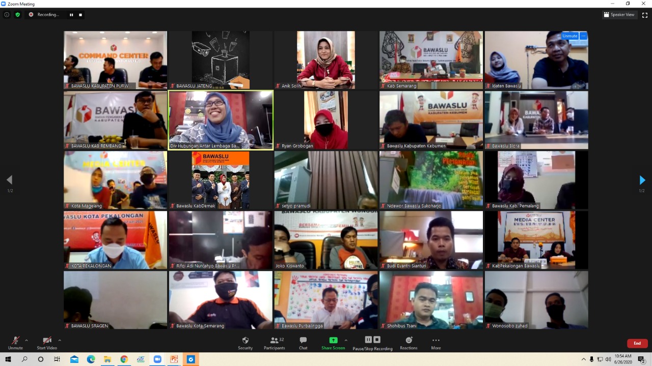 Bawaslu Jateng Selenggarakan Rakor Daring Penyusunan Form-A Pengawasan