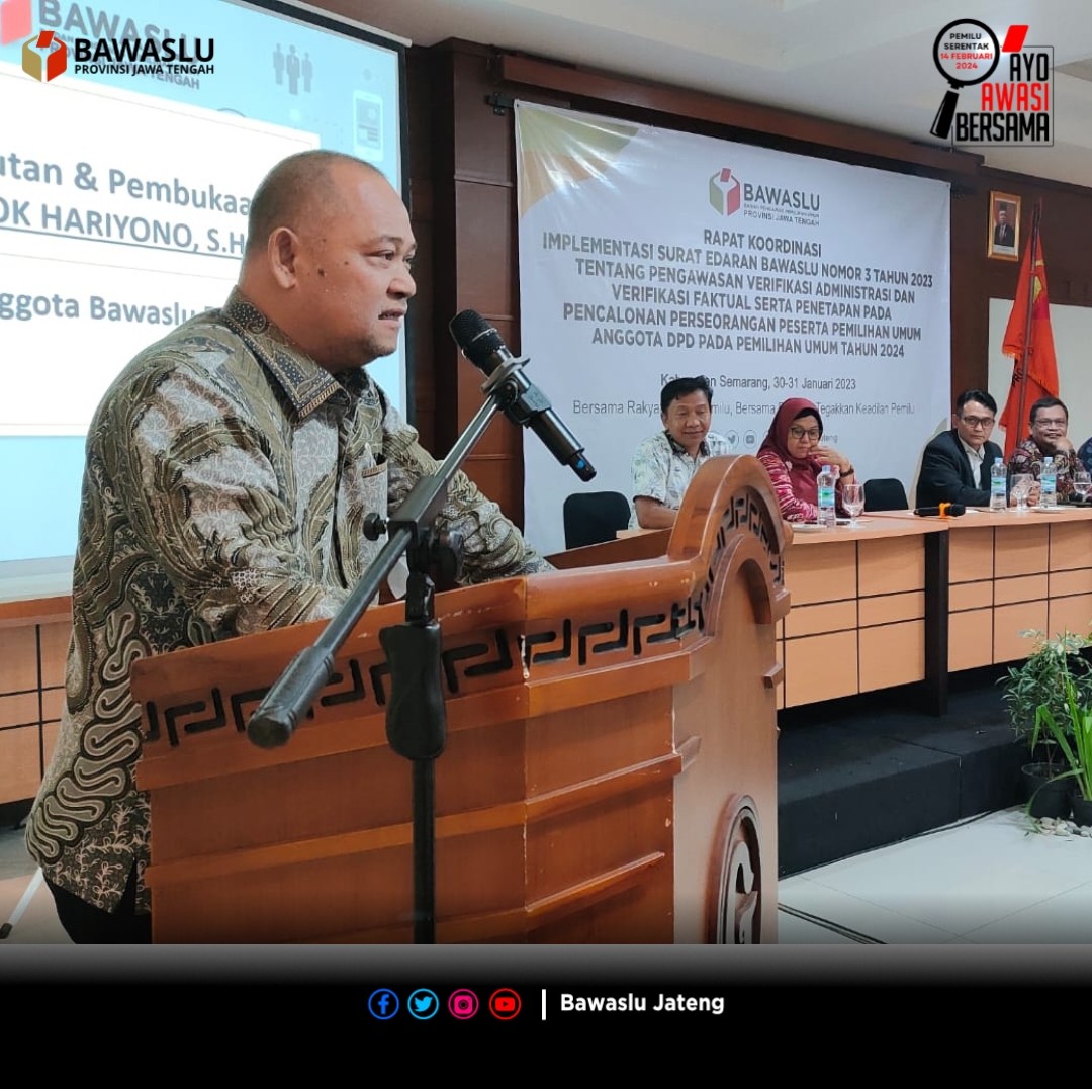 Arahan ke Bawaslu Kabupaten/Kota, Totok Hariyono: Selalu Awasi KPU