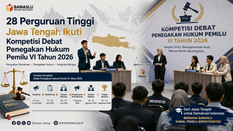 Ilustrasi pelaksanaan Kompetisi Debat Penegakan Hukum Pemilu VI Tahun 2026